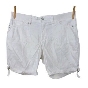 Gloria Vanderbilt Chino Bermuda Shorts Size 16 White Buckle Sideb Stretch Waist